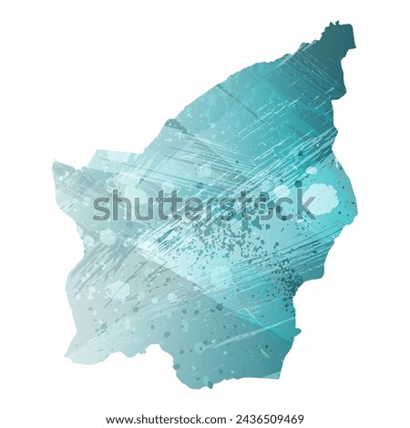 High detailed vector map. San Marino. Watercolor style. Turquoise blue color. Blue is a deep color.