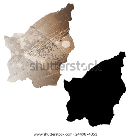 High detailed vector map. San Marino. Set of two cards. Watercolor style. Brown color. Black card.
