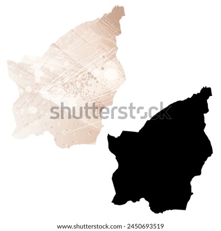 High detailed vector map. San Marino. Set of two cards. Watercolor style. Brown beige color. Black card.