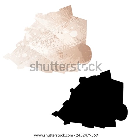 High detailed vector map. Vatican City. Set of two cards. Watercolor style. Brown beige color. Black card.