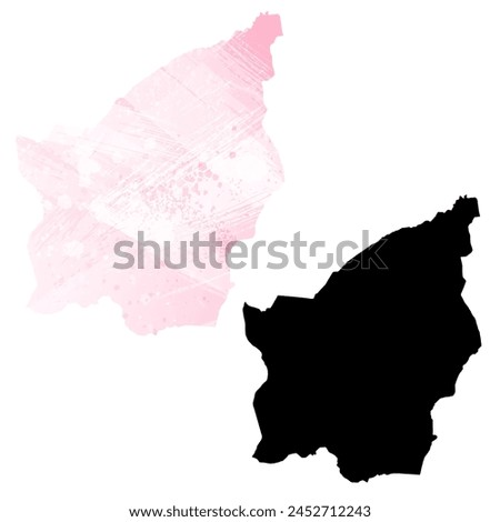High detailed vector map. San Marino. Set of two cards. Watercolor style. Pink color. Black card.