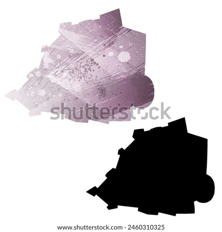 High detailed vector map. Vatican City. Set of two cards. Watercolor style. Purple color. Black card.