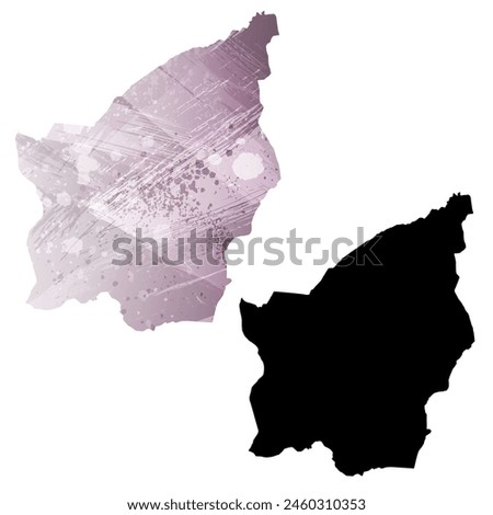 High detailed vector map. San Marino. Set of two cards. Watercolor style. Purple color. Black card.
