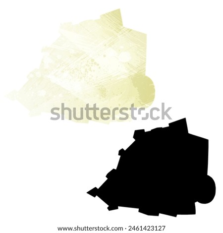 High detailed vector map. Vatican City. Set of two cards. Watercolor style. Yellow lemon color. Black card.