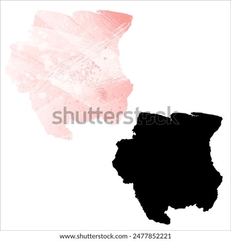 High detailed vector map. Suriname.