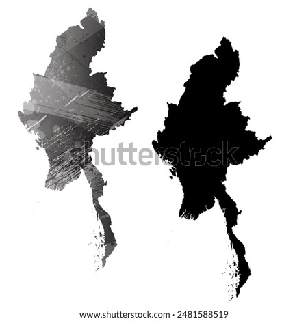 High detailed vector map. Burma.