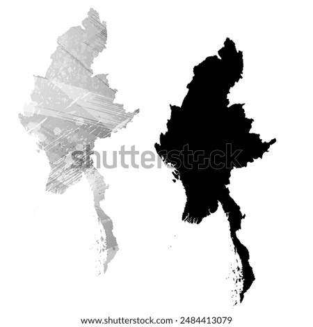 High detailed vector map. Burma.