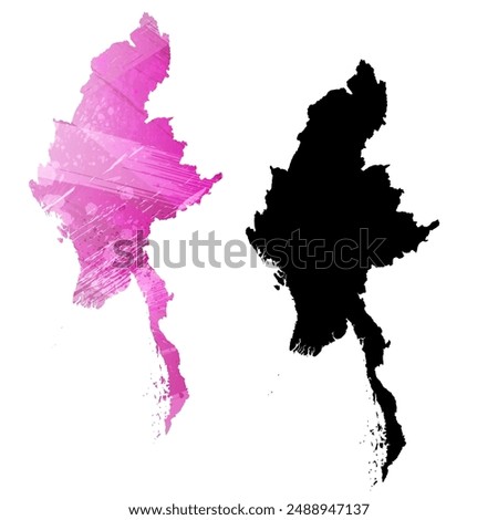 High detailed vector map. Burma.