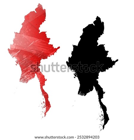 High detailed vector map. Burma.