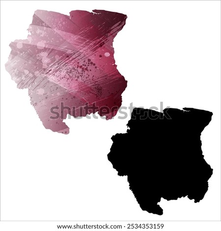 High detailed vector map. Suriname.