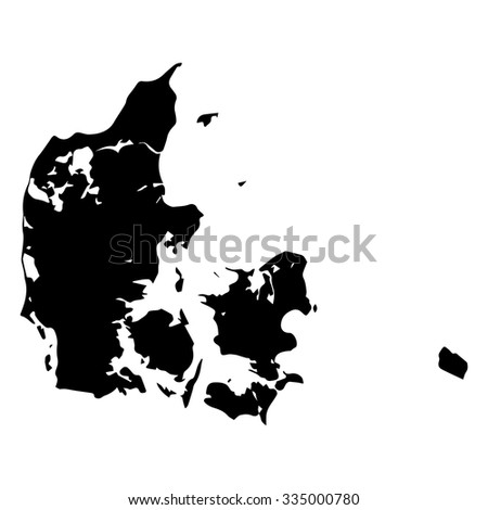 Vector map Denmark. Isolated vector Illustration. Black on White background. EPS Illustration.