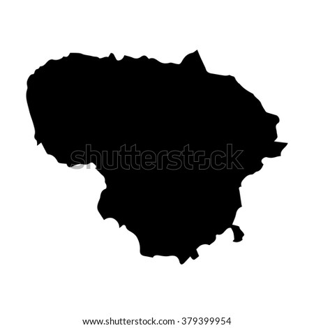 Vector map Lithuania. Isolated vector Illustration. Black on White background. EPS Illustration.