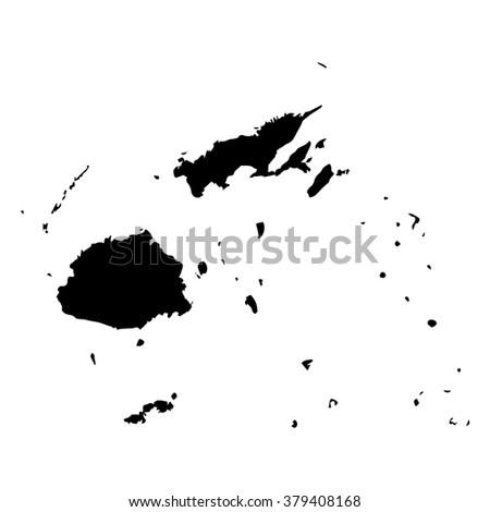 Vector map Fiji. Isolated vector Illustration. Black on White background. EPS Illustration.