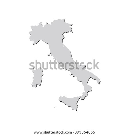 Vector map Italy. Isolated vector Illustration. Gray on White background. With shadow. EPS 10 Illustration.