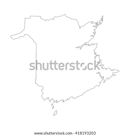 Vector map New Brunswick. Outline map. Isolated vector Illustration. Black on White background. EPS 8 Illustration.