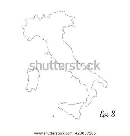 Vector map Italy. Outline map. Isolated vector Illustration. Black on White background. EPS 8 Illustration.