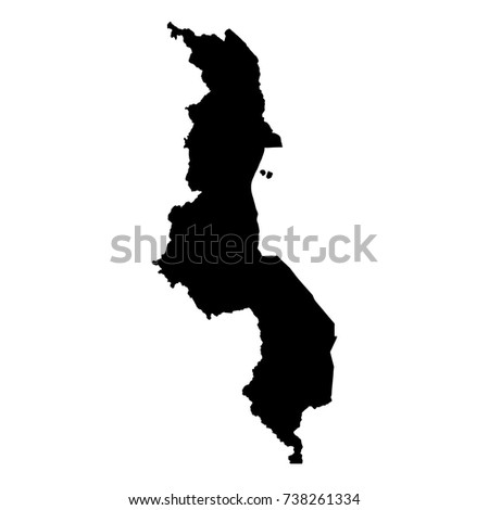 Vector map Malawi. Isolated vector Illustration. Black on White background. EPS 10 Illustration.