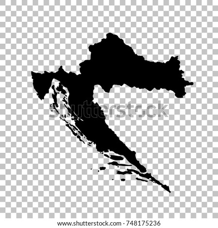 Vector map Croatia. Isolated vector Illustration. Black on White background. EPS 10 Illustration.