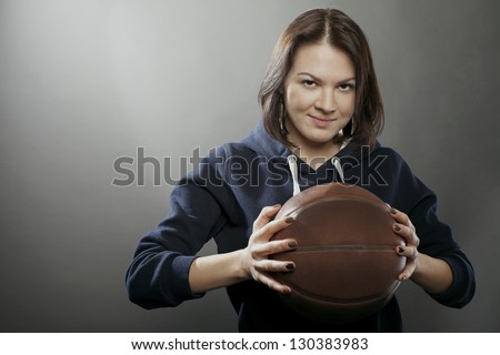 Basketball young  girl studio shot