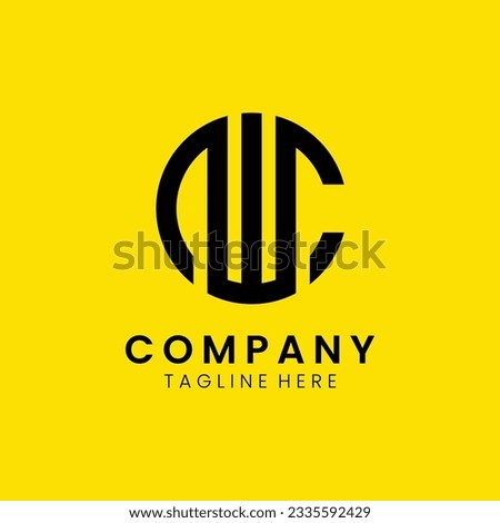 Creative modern elegant trendy unique artistic yellow and black color CW WC C W initial based letter icon logo.