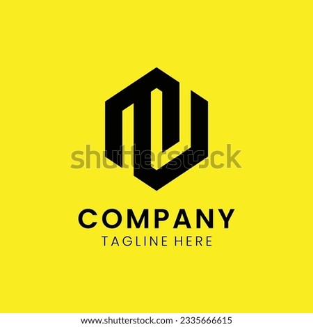 Creative modern elegant trendy unique artistic yellow and black color MU M U initial based letter icon logo.