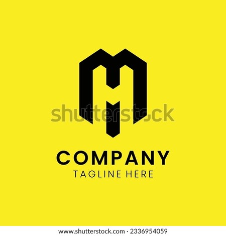 Creative modern elegant trendy unique artistic yellow and black color MH HM M H initial based letter icon logo.