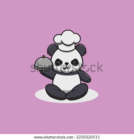 Cute panda cooking cartoon illustration