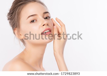 Similar – Image, Stock Photo Young woman with eyes closed standing near wall