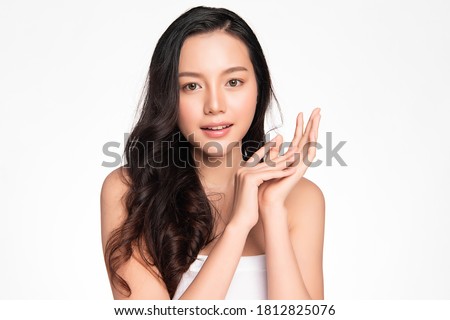 Beautiful young asian woman with clean fresh skin on white background, Face care, Facial treatment, Cosmetology, beauty and spa, Asian women portrait ストックフォト © 