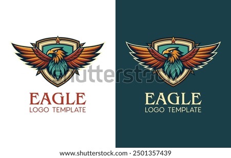 Eagle head eagle logo design, flying eagle wing illustration editable template, Bald eagle logo royalty image, vector art graphics, creative birds logo design