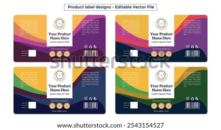 Product label design template cosmetic labels editable vector file for printing supplement packaging design food packaging jar labels pills bottle label design set illustration