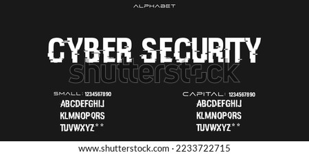 Cyber Security Abstract Quality font alphabet. Minimal modern urban fonts for logo, brand etc. Typography typeface with small and capital  alphabet and number. vector illustration