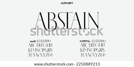 Abstain Abstract Quality font alphabet. Minimal modern urban fonts for logo, brand etc. Typography typeface with small and capital  alphabet and number. vector illustration