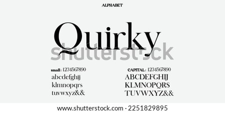 Quirky Abstract Quality font alphabet. Minimal modern urban fonts for logo, brand etc. Typography typeface with small and capital  alphabet and number. vector illustration