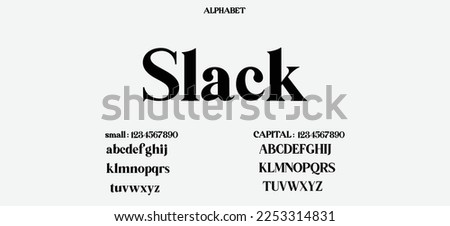 Slack Abstract Quality font alphabet. Minimal modern urban fonts for logo, brand etc. Typography typeface with small and capital  alphabet and number. vector illustration