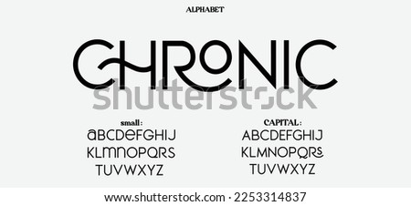 Chronic Abstract Quality font alphabet. Minimal modern urban fonts for logo, brand etc. Typography typeface with small and capital  alphabet and number. vector illustration