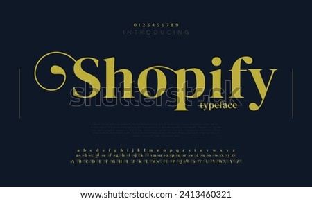 Shopify luxury font typeface ramadan alphabet typography vector illustrate.