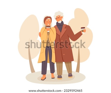 Similar – Image, Stock Photo Senior couple enjoying autumn colors together