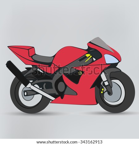 Red motorcycle isolated on a gray background