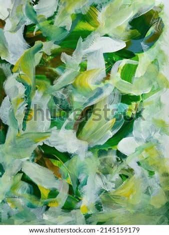 Nature Abstract Green Leaves Oil Painting Background Landscape. Modern art. Contemporary art.