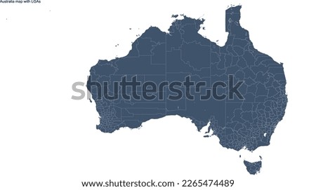 Australia map with LGAs. Local Government Areas is a spatial representation of the administrative divisions that local 
governments are responsible for across the country. 