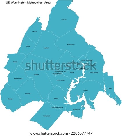 US Washington Arlington Alexandria Metropolitan Area (MSA) 25 counties and cities
