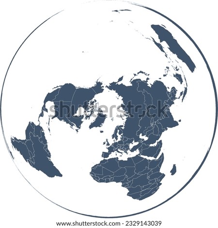 World Map with Countries in NSIDC EASE Grid North Lambert Azimuthal Equal Area