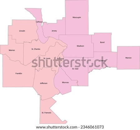 US-St. Louis-St. Charles-Farmington, MO-IL Combined Statistical Area (CSA) with Missouri, Illinois counties