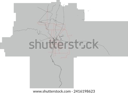 US Colorado State Greater Denver Region Regional Bus Rapid Transit BRT network (red) and railroads (black)