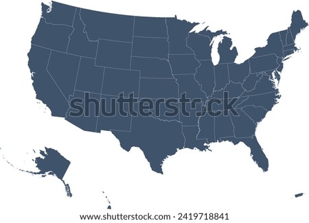 Blank USA map with States in Contiguous Albers Equal Area Conic Projection used by U.S. Geological Survey (USGS)