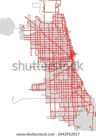 U.S. State of Illinois Chicago Map with Chicago Transit Authority-CTA Bus Routes and Stops