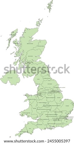 Europe United Kingdom ITL2 International Territorial Levels Level 2 (January 2021) map with Names