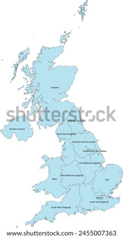 Europe United Kingdom ITL1 International Territorial Levels Level 1 (January 2021) map with Names