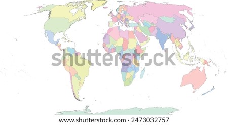 World map with Countries in World Wagner IV Projection